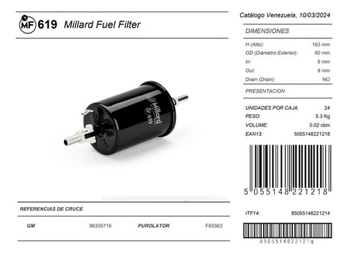 Mf 619 Filtro Gas Arauca A1 Qq Tiggo X1 Aveo Epica Optra Spa