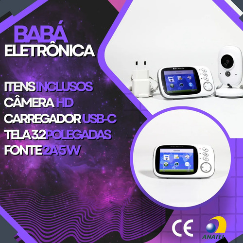 Babá Eletrônica Vb603 Sem Fio Com Câmera 110/220v Intax