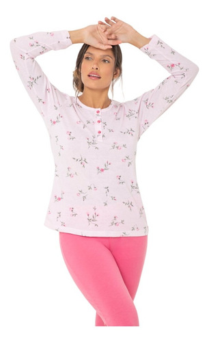 Pijama Mujer Invierno Botones Estampado Bianca Secreta 23124