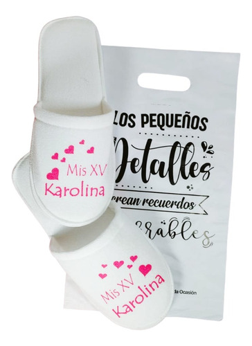 35 Pantuflas Satin Personalizadas Con Bolsita De Regalo  