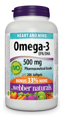 Webber Naturals Omega-3 Softgel, 500 Mg 200 Capsulas Blandas