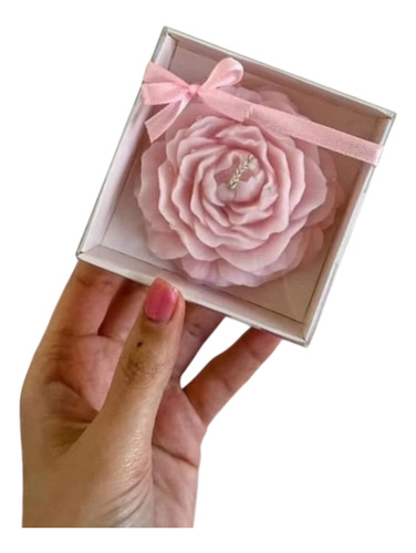 20 Souvenirs Peonias En Caja Personalizadas Vela Aromatica