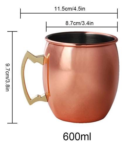 Taza Tipo Mula Chapada En Cobre, 550 Ml, Taza De Cerveza De