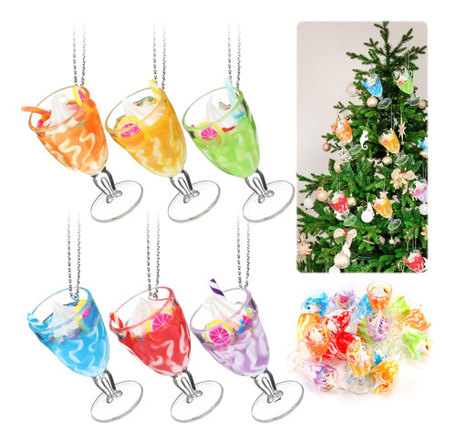 Copa Mini Para Arbol Navideño De Acrilico Multicolor 36 Pzas