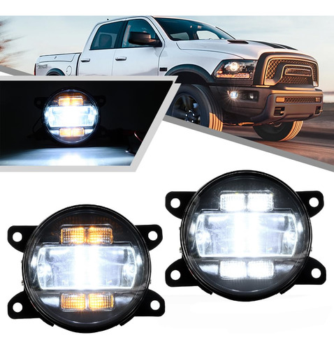 2 Luz Antiniebla Led Ambar Blanco Drl Para Dodge Ram 1500