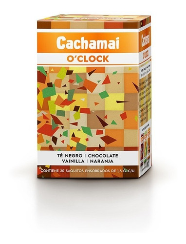Imagen 1 de 1 de Te Cachamai O´clock Negro Chocolate/vain./naranja X 20 Saq.