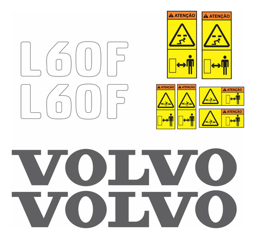 Kit De Adesivos Pá Carregadeira Compatível Com Volvo L60f