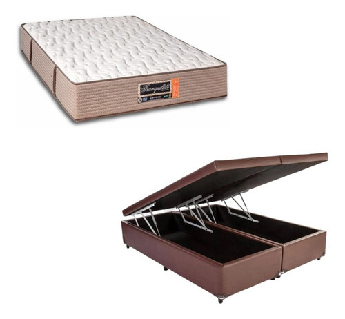 Cama Box Baú King + Colchão Tranquillité 193x203 Cor Marrom