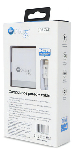 Cargador De Pared Tipo C A Lightning Dbugg Color Blanco