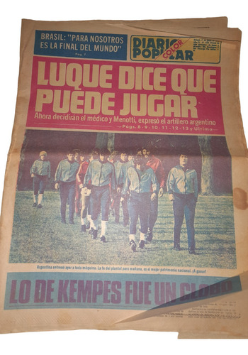 Mundial Argentina 78 Diario Popular Argentina - Brasil