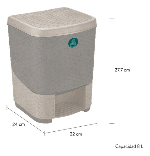 Kit 2 Botes De Basura Terragave Tipo Pedal 8l Color Gris