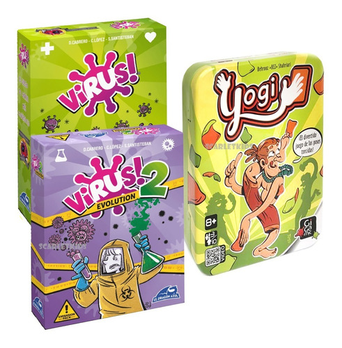 Virus + Virus 2 + Yogi Combo Juego De Mesa Scarlet Kids