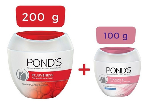 Crema Ponds Rejuveness 200g + Ponds Aclaradora 100g