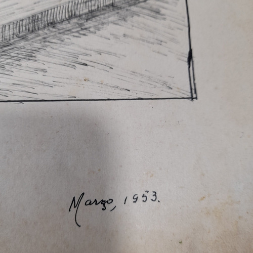 Imagem 3 de 9 de Pintura Desenho Bico De Pena Nanquim Datado 1953 Antiga