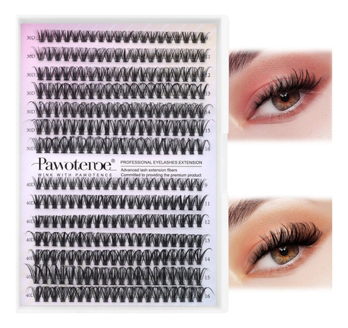 Extensiones De Pestañas Kit Pawotence Lash Clusters 280 Piez