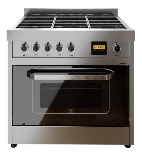 Cocina industrial Morelli Vintage Touch 900 a gas/eléctrica 5 hornallas negra 220V puerta con visor 80L
