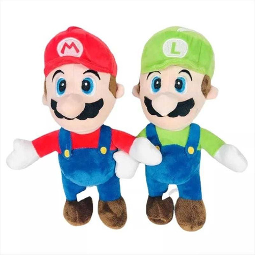 Peluche Mario Bross Y Luigi + Globo Metálico De 45 Cm