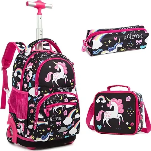 Mochila escolar con ruedas para niñas Unicornio