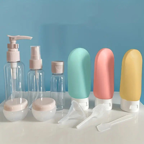 Set De 11pz De Botellas Para Viaje Loción Cremas Dispensador