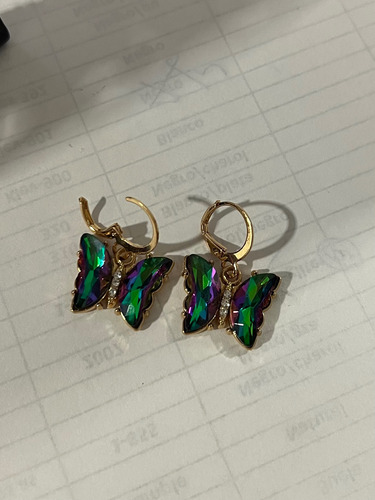 Aros Acero Quirúrgico Colgantes Mariposa Por 12 Pares 4998