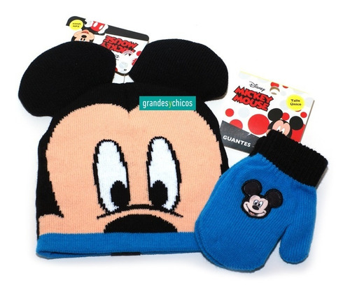 Gorro Mickey + Guantes Mickey Mousse Lana Original Disney