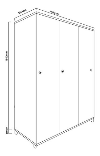Imagen 6 de 8 de Ropero Placard 3 Puertas Corredizas- Estantes- Drc160