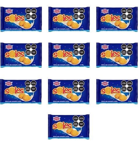 Soles, Galletas Dondé, Caja Con 10 Paq. De 180g C/u Mantequi