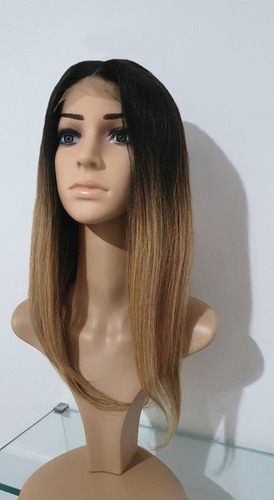 Peruca Front Lace Degrade 100% Humano Ombre Hair Loiro Mel