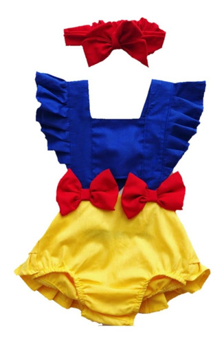 Body Romper Branca De Neve Fantasia Bebê Infantil Foto