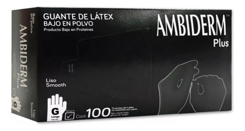 Guante De Latex Liso Grande Negro Plus Caja Con 100 Piezas