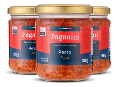 Kit C/ 3un Molho Pesto Rosso Da Liguria Paganini 180g