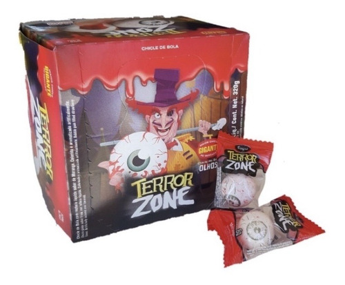 Imagem 1 de 6 de Chiclete De Bola Olhos Terror Zone Gigante Halloween 40 Pcs