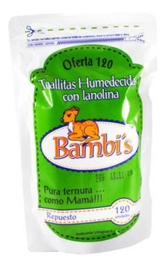 Imagen 1 de 1 de Toallitas Húmedas Bambis Repuesto X100
