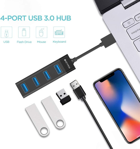 Hub Usb 3.0 De 4 Puertos, Hub Usb De Datos De Tamaño Comp...