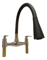 Comprar Griferia Canilla Dos Comandos Pico Negro Flexible Rociador
