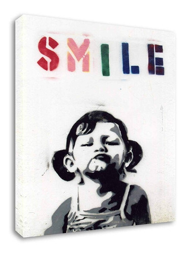 Cuadro Canvas Arte Graffiti Banksy Niña Smile Moderno Street