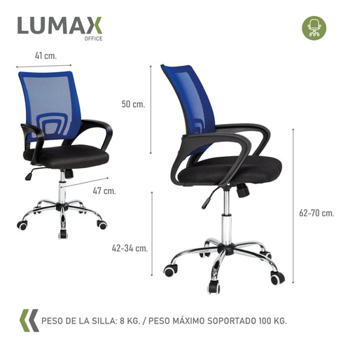 Imagen 3 de 7 de Silla Ejecutiva Escritorio Ezri Mesh Colores Muebles Metinca
