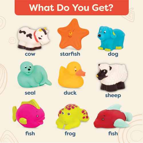 Set X9 Animalitos Juguetes De Goma Para El Agua Bebes 10m+