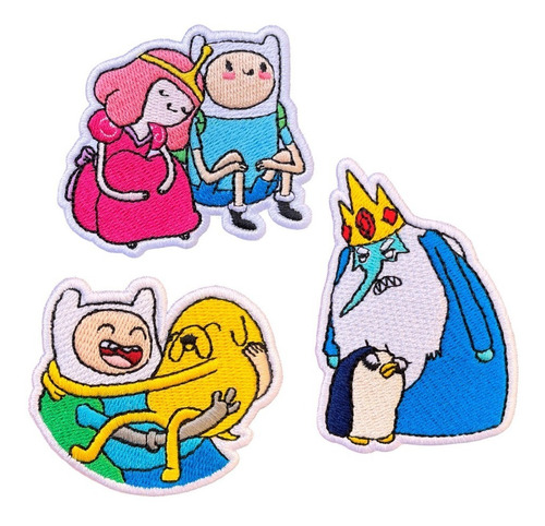 Pack Parches Bordado Hora Aventura Finn Jake D Princesa Rey