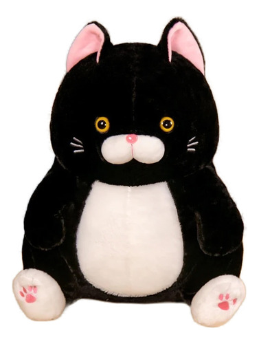 Peluche Gato Gordito Sentado Kawaii (negro)