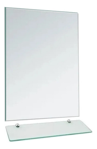 Kit Banheiro Espelho Decorativo 50x30cm + Prateleira Vidro