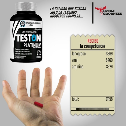 Imagen 4 de 6 de Teston Platinum Advanced |fenogreco+ Arginina +zma | 60 Caps