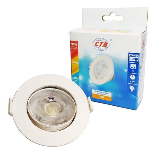 Spot Led 7w Downlight Redondo Branco Quente Embutir 5 Peças 110V/220V