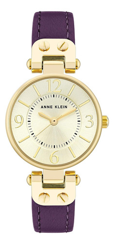 Reloj Mujer Anne Klein Correa De Piel 26 Mm 10/9442chpr Color de la correa Violeta