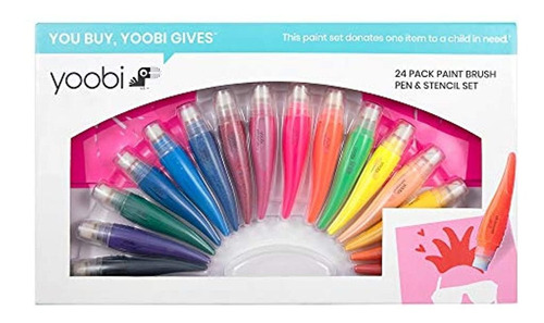 Yoobi | Non-toxic Washable Paint Brush Pen Set | 24 Pieces: