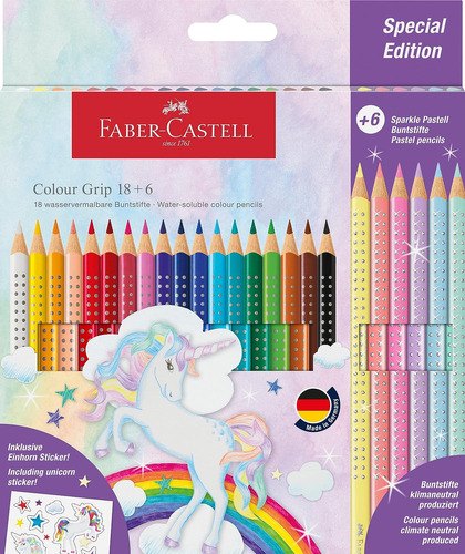 Set 24 Colores Grip Unicornio Faber Castell - Mosca