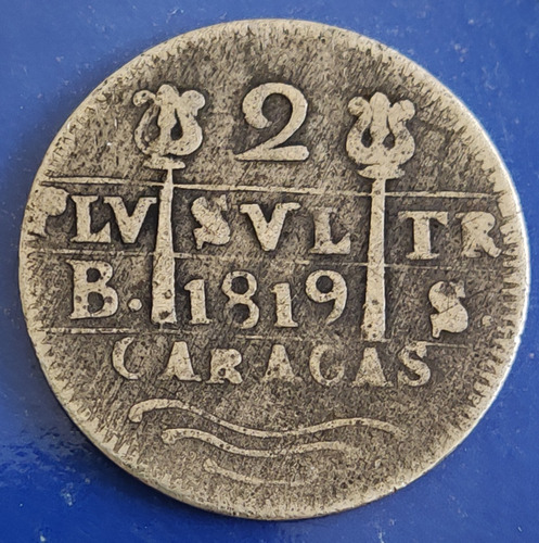 Antigua Moneda De 1819 Morillera, Plata.