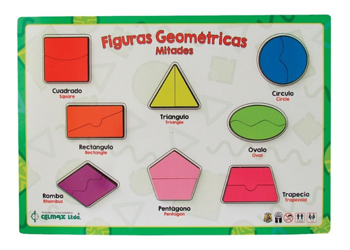 Juego Encajable De Figuras Geométricas En Madera Didáctico