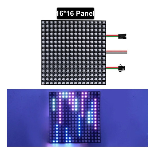 Matriz Panel 256 Leds Rgb Ws2812b 16x16 Ip30 Flexible Esp32