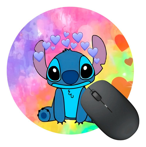 Mousepad Redondo Nuevo Alfombrilla Stitch Corazones